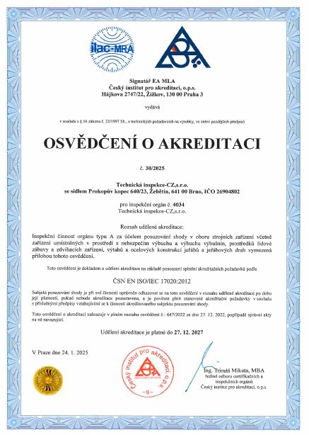 Osvědčení o akreditaci